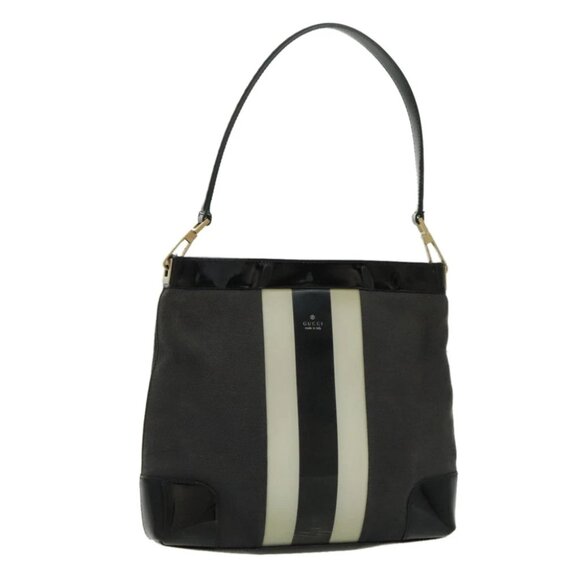 GUCCI Shoulder Bag Canvas Black Gold 001 4231 Auth bs19038 - Picture 1 of 16